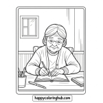 100 day of school old people clip art coloring page