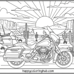 Adult coloring pages of first class touring motorcycles