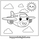 Airplane coloring pages by number for preschool