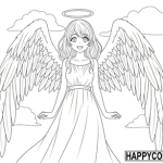 Angel anime girl coloring pages