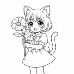 Anime catgirl or wolf girl coloring pages to print out