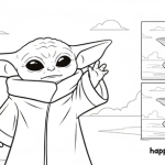 Baby yoda coloring page easy
