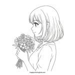 Best cute anime girl coloring page
