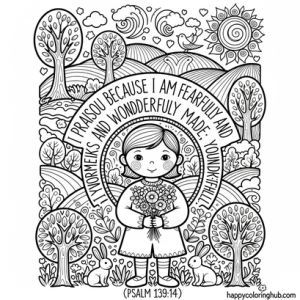 Bible coloring page psalm 139:14