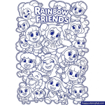 Blue rainbow friends coloring pages