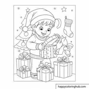 Boy christmas coloring pages – Happy Coloring Hub – Free Printable