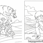 Boy who cried wolf coloring page