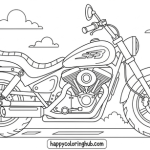 Cartoon motorcycle coloring pages