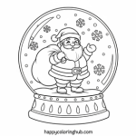 Christmas coloring page snow globe clipart