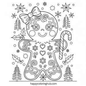 Christmas coloring pages for free printable gigrbread girl s