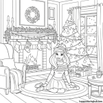 Christmas coloring pages for kids printable disney princess