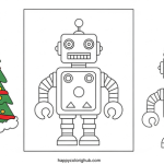 Christmas robot coloring pages
