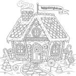 Color page of gingerbread house