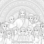Color pages jesus loves the little children