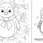 Coloring page penguins