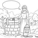 Coloring page woman at the well