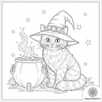 Coloring pages for halloween cats