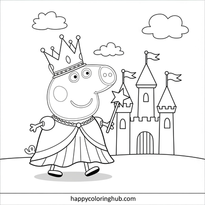 Coloring Pages For Kids Peppa Pig Happy Coloring Hub Free Printable 