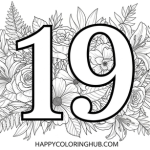 Coloring pages for number 19