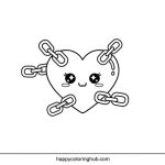 Coloring pages heart with chains
