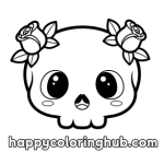 Coloring pages roses skull