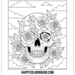 Coloring pages skulls and roses