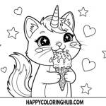 Coloring pages unicorn cat free