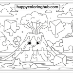 Coloring pages volcano cut parther