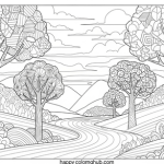 Complicated coloring pages for adults landscape