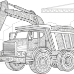 Construction vehicles coloring page printable