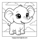 Cute big eyed animal coloring pages