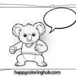 Cute drawn koala coloring page