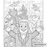Cute halloween monster coloring pages
