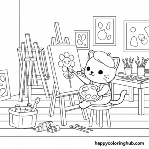 Cute kitty coloring pages