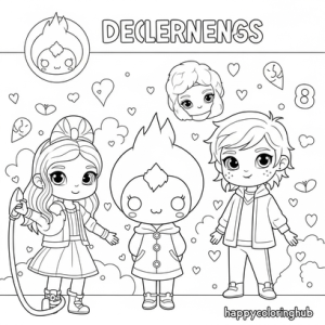 Descendants coloring sheets