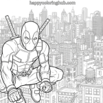 Detailed deadpool coloring pages