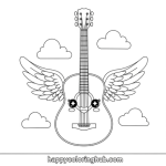 Detailed guitar coloring pages