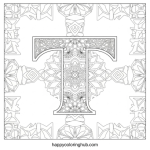 Detailed letter t coloring pages for adults