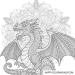 Dragon coloring pages for adults