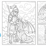 Dragons and knights coloring pages