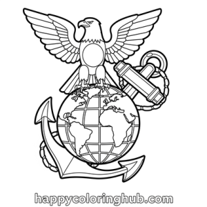 Eagle globe and anchor coloring page