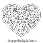 Easy heart mandala coloring pages