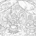 Free coloring pages of fairy villages
