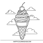 Free coloring pages of ice cream cones