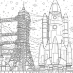 Free coloring pages of rocket ships