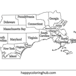 Free coloring pages of the 13 colonies