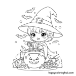 Free halloween creepy witch coloring pages
