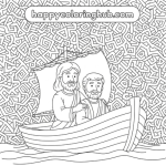 Free printable childrens coloring and activity pages of jesus and peter