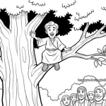 Free printable childrens coloring and activity pages of zacchaeus and jesus