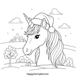 Free unicorn christmas coloring pages